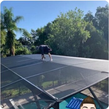 A clean screen enclosure roof after washing