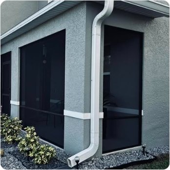 Finished screened porch on a stucco home