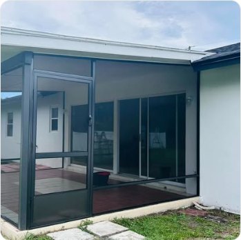 Completed lanai screening on a single-storey home